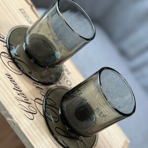 Pair of Umbra Glass Vases Smokey Grey